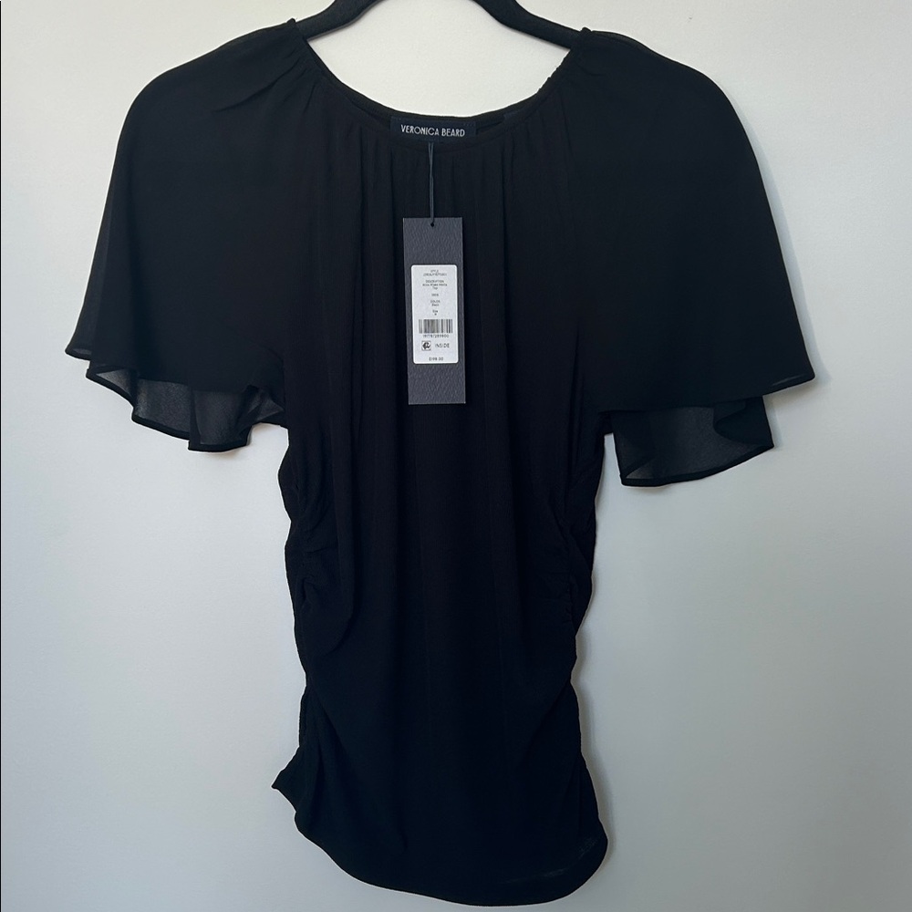 Veronica Beard Mixed Media Top in black